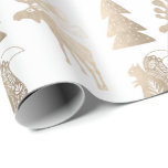 Elegant cute light rose gold Christmas pattern Wrapping Paper<br><div class="desc">Pretty faux rose gold Christmas tree,  moos and squirrel pattern.</div>
