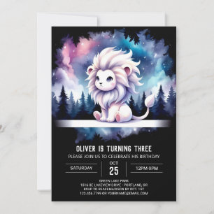 Elegant Cute Lion Birthday Invitation