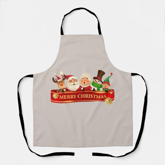 Elegant Cute Merry Christmas, Happy New Year       Apron (Front)