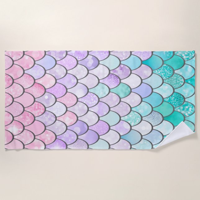 Elegant Cute Ocean Nautical Mermaid Beach Towel (Front)