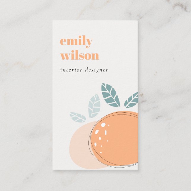 Elegant Cute Orange Abstract Bold Fruity Citrus Business Card (Front)