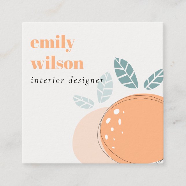 Elegant Cute Orange Abstract Bold Fruity Citrus Square Business Card (Front)