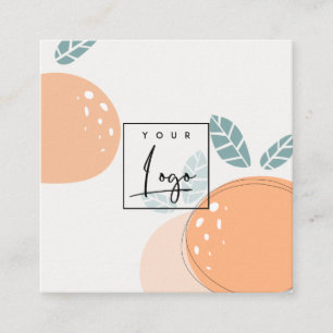 Elegant Cute Orange Abstract Fruity Citrus Logo Square Business Card