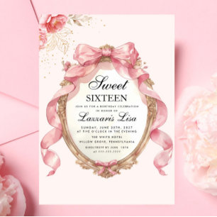 Elegant & Cute Party Floral Birthday Sweet Sixteen Invitation