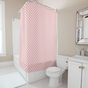 Elegant Cute Peach Pink Polkadots Pattern  Shower Curtain
