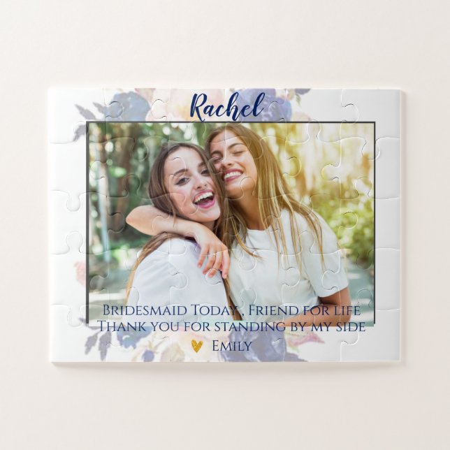 Elegant Cute Photo Bridesmaid Gift Jigsaw Puzzle (Horizontal)