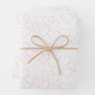 Elegant, Cute Pink and White Heart Charms Wrapping Paper Sheet