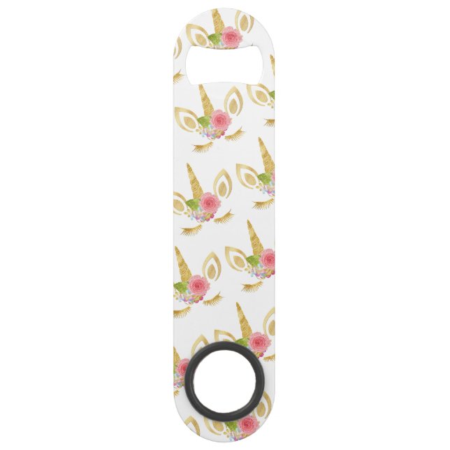 Elegant cute pretty floral gold glitter unicorn (Front)