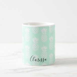 Elegant cute pretty mint green pineapple pattern coffee mug