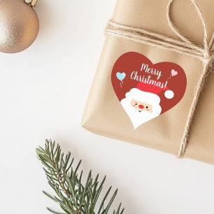Elegant Cute Red Nose Santa Claus Happy Holidays Heart Sticker