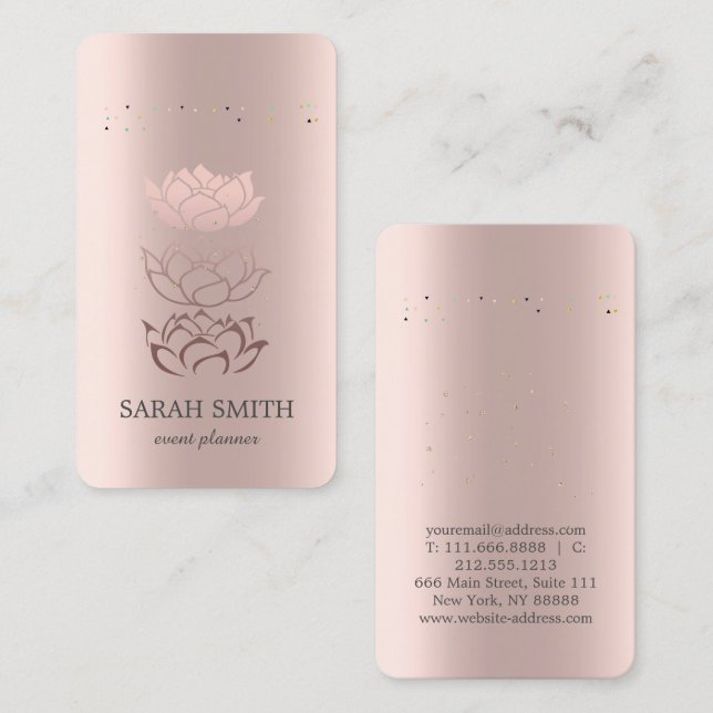 Elegant Cute Rose Gold Diamonds Lotus Business  Business Card (Front/Back)