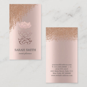 Elegant Cute Rose Gold Diamonds Lotus Business  Card