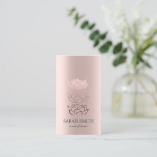 Elegant Cute Rose Gold Diamonds Lotus Business  Card