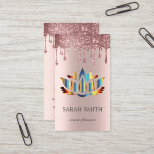 Elegant Cute Rose Gold  Drips Lotus Business  Card