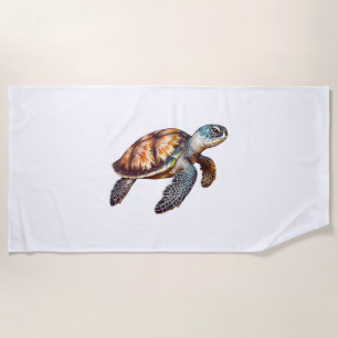 Elegant Cute Sea Turtle Beach Towel