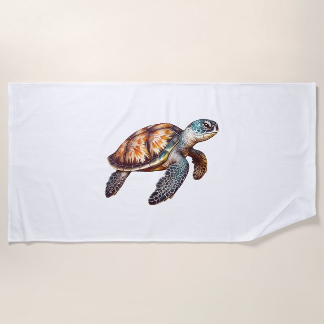 Elegant Cute Sea Turtle Beach Towel (Front)