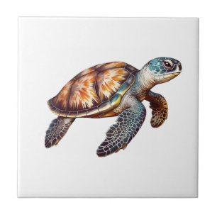 Elegant Cute Sea Turtle Ceramic Tile