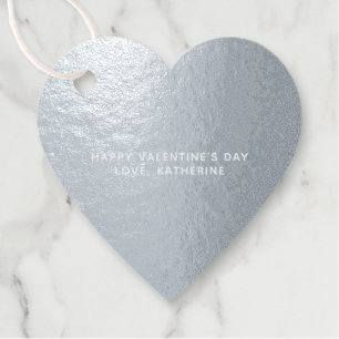 Elegant cute silver heart custom Valentine's Day Favour Tags