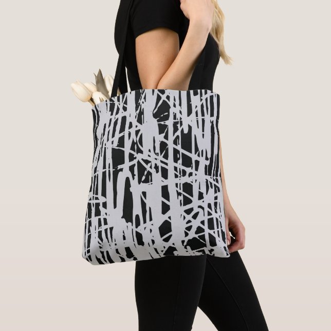 Elegant Cute Simple Black & Grey  Tote Bag (Close Up)