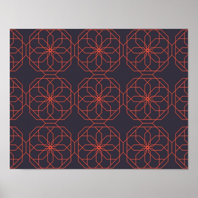 Elegant, cute, simple geometric flower abstraction poster (Front)