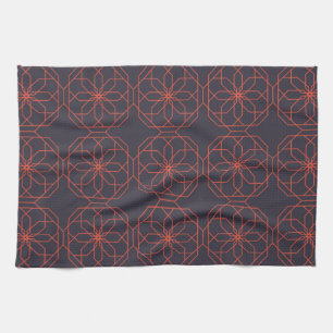 Elegant, cute, simple geometric flower abstraction tea towel
