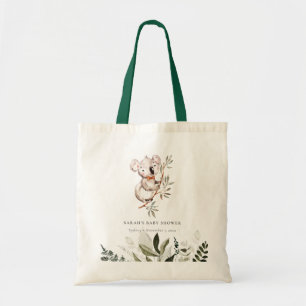 Elegant Cute Sleepy Koala Foliage Baby Shower Tote Bag
