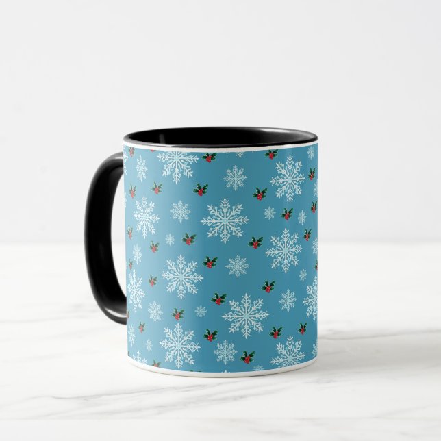 Elegant Cute Snowflakes Christmas Pattern Mug (Front Left)