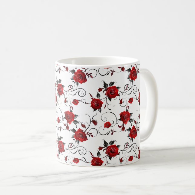 Elegant Cute Sophisticated Chic Romantic Floral Coffee Mug (Front Right)