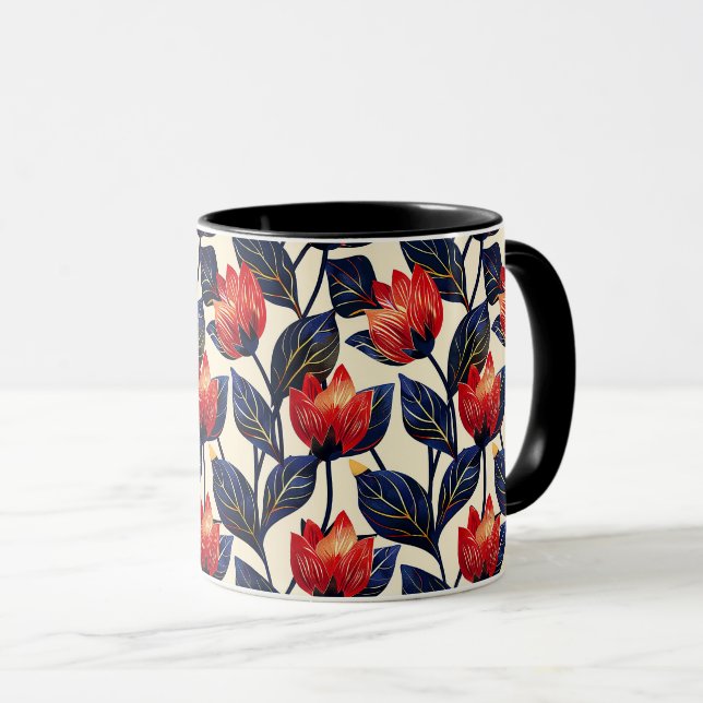 Elegant Cute Sophisticated Chic Stylish Floral Mug (Front Right)
