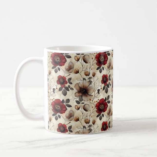 Elegant Cute Sophisticated Rustic Romantic Floral  Coffee Mug (Left)
