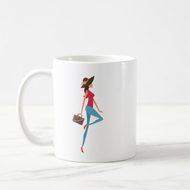 Elegant,Cute,Stylish,Sassy Girl,Pink Personalised Coffee Mug (Left)