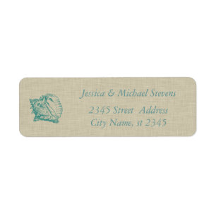 Elegant cute stylish sea shell linen return address label