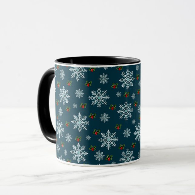 Elegant Cute Winter Snowflakes Christmas Pattern Mug (Front Left)