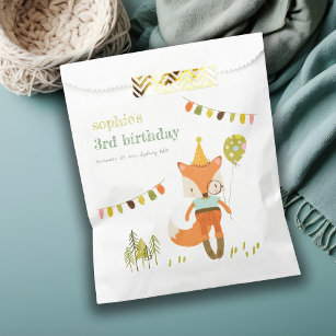 Elegant Cute Woodland Fun Party Fox Kids Birthday Favour Bag