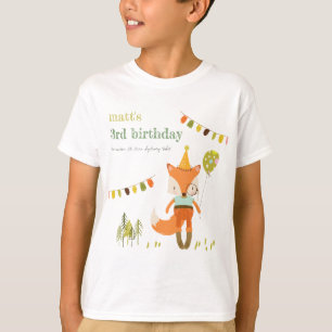 Elegant Cute Woodland Fun Party Fox Kids Birthday T-Shirt
