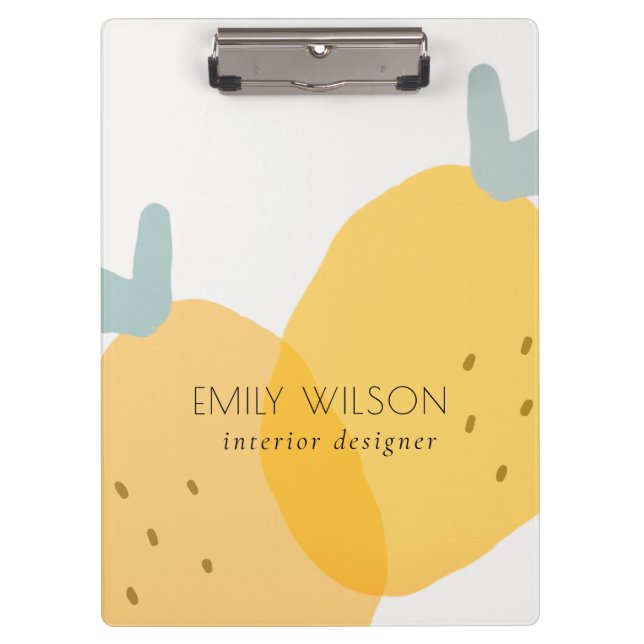 Elegant Cute Yellow Lemon Fruity Citrus Bright Clipboard (Front)