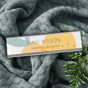 Elegant Cute Yellow Lemon Fruity Citrus Bright Desk Name Plate