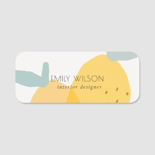 Elegant Cute Yellow Lemon Fruity Citrus Bright Name Tag
