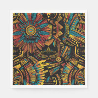 Elegant Cyan "Aztec Dream" Festive Paper Napkins