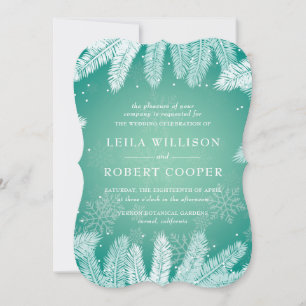 Elegant Cyan Winter Wedding Invitation