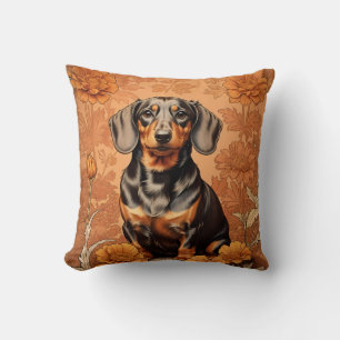 Elegant Dachshund And Marigolds   Cushion