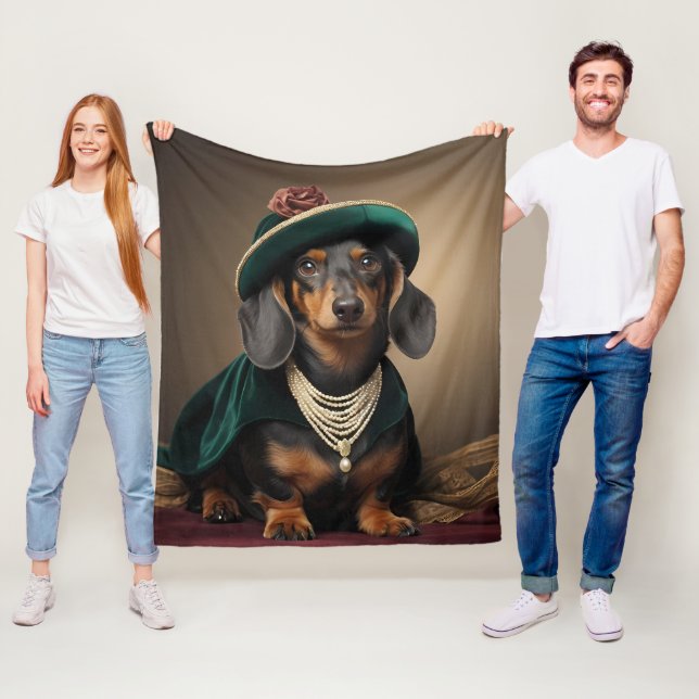 Elegant Dachshund Lady Royal Fleece Blanket  (In Situ)