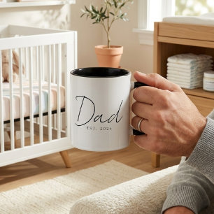Elegant Dad EST Year Minimal Family Script Design Mug