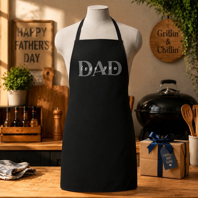Elegant DAD Love You Black Apron (Creator Uploaded)