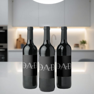 Elegant DAD Love You Black Wine Bottle Label
