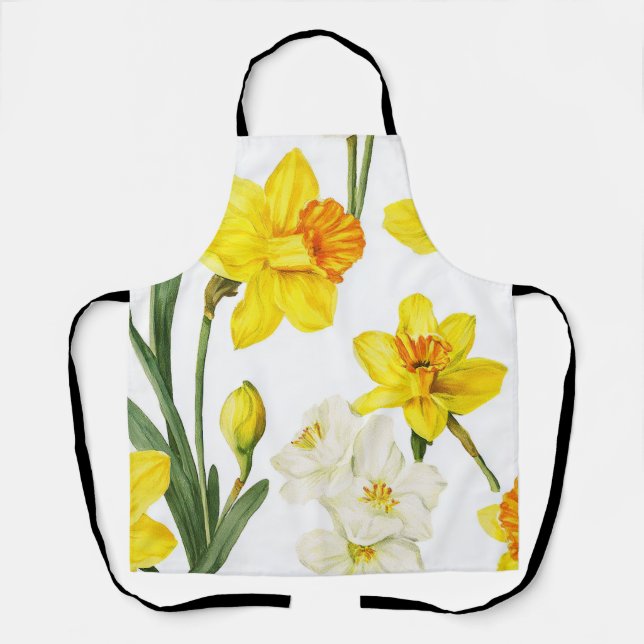 Elegant Daffodil Floral Pattern Kitchen Wear Apron (Front)