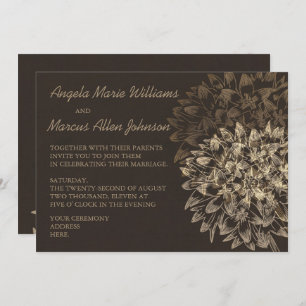 Elegant Dahlia Brown Floral Wedding Invitation