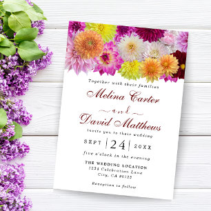 Elegant Dahlia Florals Wedding Invitation 