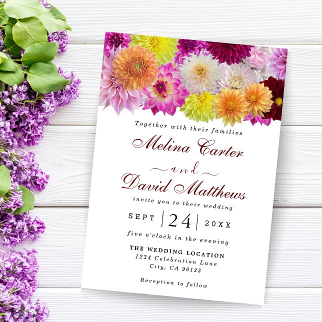 Elegant Dahlia Florals Wedding Invitation  (Creator Uploaded)