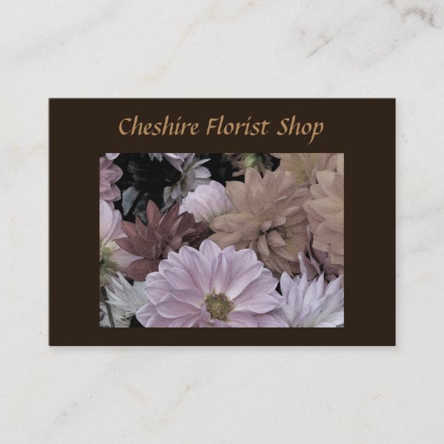 Elegant Dahlia Flowers Florist Business Card (Front)
